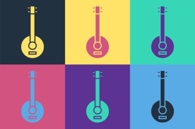 Pop Art Banjo simgesi renk arkaplanında izole edildi. Müzik aleti. Vektör İllüstrasyonu