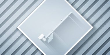 Kağıt, Amerikan yerlilerinin gri arka planda izole edilmiş sigara içme ikonu. Kağıt sanatı tarzı. Vektör İllüstrasyonu