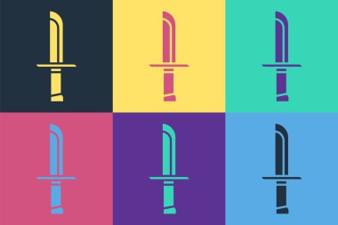 Pop Art Askeri Bıçak ikonu renk arkaplanında izole edilmiş. Vektör İllüstrasyonu