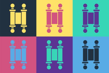 Pop Art Decree, kağıt, parşömen, parşömen simgesi renk arkaplanında izole edilmiş. Çin parşömeni. Vektör İllüstrasyonu
