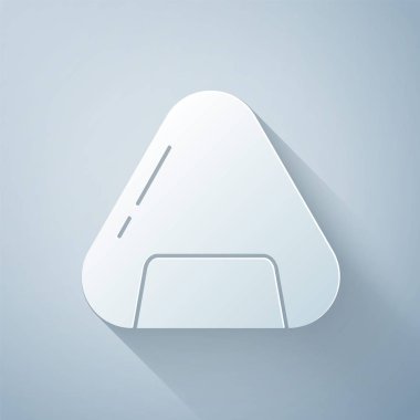 Kağıt kesiği Sushi simgesi gri arkaplanda izole edilmiş. Geleneksel Japon yemekleri. Kağıt sanatı tarzı. Vektör İllüstrasyonu