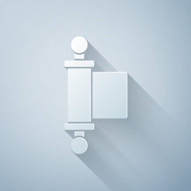 Kağıt kesiği Kararname, kağıt, parşömen, parşömen simgesi gri arkaplanda izole edilmiş. Çin parşömeni. Kağıt sanatı tarzı. Vektör İllüstrasyonu