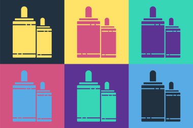 Pop Art Firework simgesi renk arkaplanında izole edildi. Eğlence partisi anlayışı. Patlayıcı havai fişek sembolü. Vektör İllüstrasyonu