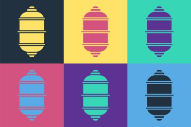 Pop Art Kağıt Fener ikonu renk arkaplanda izole edildi. Vektör İllüstrasyonu