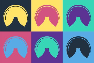 Çin fal kurabiyesi ikonu renkli arka planda izole edilmiş. Geleneksel Asya. Vektör İllüstrasyonu