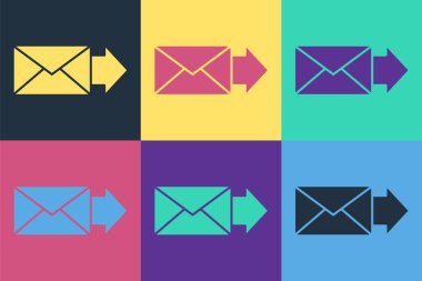 Pop Art Envelope simgesi renk arkaplanında izole edildi. E- posta mektup sembolü. Vektör İllüstrasyonu