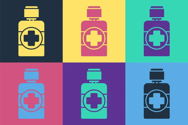 Pop Art Butelka Syropu Medycznego Ikona Izolowane Tle Koloru Ilustracja — Wektor stockowy