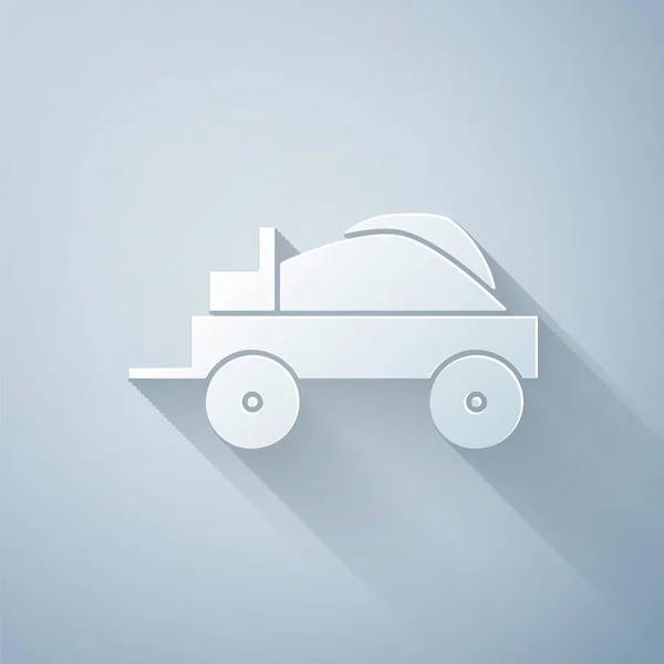 Icône Chariot Sauvage Couvert Ouest Coupé Papier Isolé Sur Fond — Image vectorielle