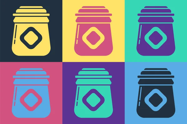 Pop Art Glas Mit Honigsymbol Isoliert Auf Farbigem Hintergrund Foodbank — Stockvektor