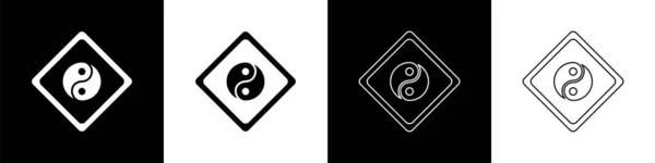 Impostare Yin Yang Simbolo Armonia Equilibrio Icona Isolata Sfondo Bianco — Vettoriale Stock