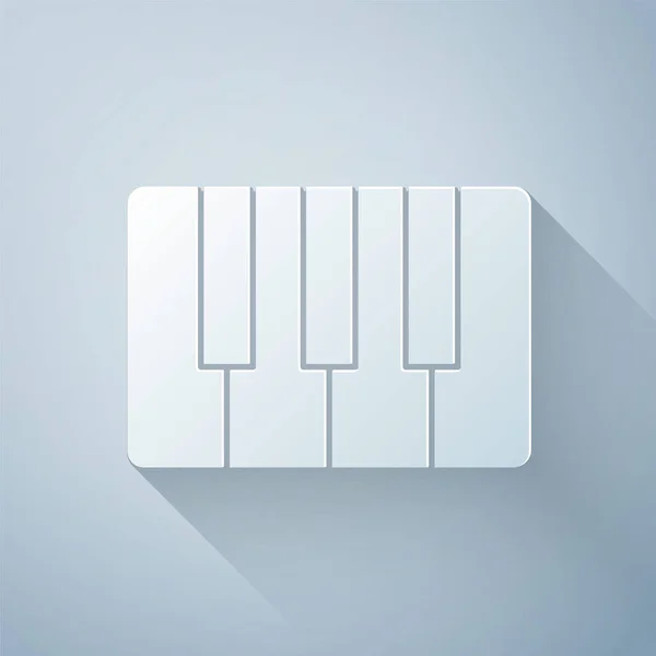 Papier Découpé Icône Synthétiseur Musique Isolé Sur Fond Gris Piano — Image vectorielle