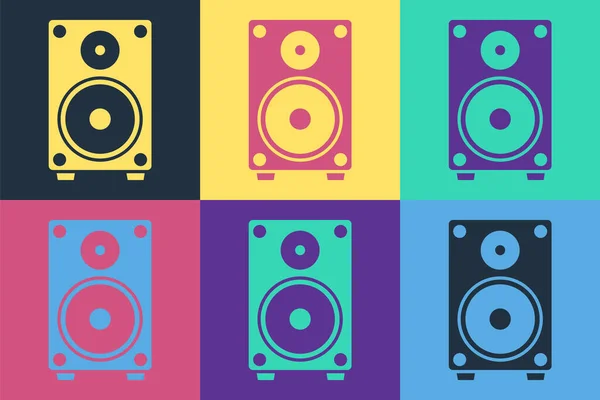 Pop Art Stereo Lautsprechersymbol Isoliert Auf Farbigem Hintergrund Soundsystem Lautsprecher — Stockvektor