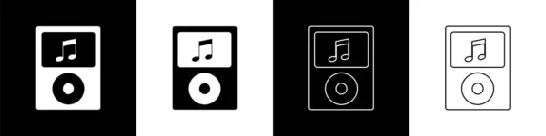 Müzik Çalar Simgesini Siyah Beyaz Arkaplanda Izole Taşınabilir Müzik Cihazı — Stok Vektör