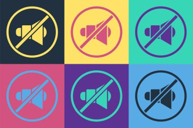 Pop Art Speaker dilsiz simgesi renk arkaplanında izole edildi. Ses simgesi yok. Ses Kapalı sembolü. Vektör İllüstrasyonu