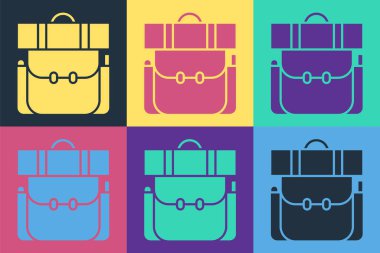 Pop Art Hiking sırt çantası simgesi renk arkaplanında izole edildi. Kamp ve dağ gezisi sırt çantası. Vektör İllüstrasyonu