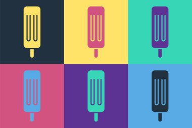 Pop Art Dondurma ikonu renk arkaplanında izole edilmiş. Güzel sembol. Vektör İllüstrasyonu