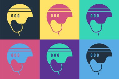 Pop sanat hokeyi başlığı simgesi renk arkaplanda izole edildi. Vektör İllüstrasyonu