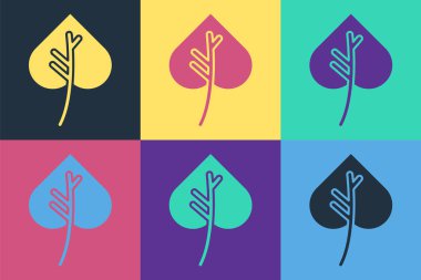 Pop Art Leaf simgesi renk arkaplanında izole edildi. İşaret bırakıyor. Taze doğal ürün sembolü. Vektör İllüstrasyonu