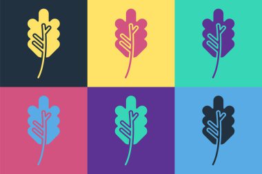 Pop Art Leaf simgesi renk arkaplanında izole edildi. İşaret bırakıyor. Taze doğal ürün sembolü. Vektör İllüstrasyonu