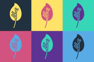 Pop Art Leaf simgesi renk arkaplanında izole edildi. İşaret bırakıyor. Taze doğal ürün sembolü. Vektör İllüstrasyonu