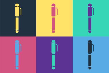 Pop Art Pen simgesi renk arkaplanında izole edildi. Vektör İllüstrasyonu