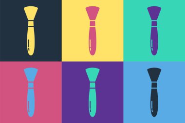 Pop sanat fırçası ikonu renk arkaplanında izole edilmiş. Vektör İllüstrasyonu