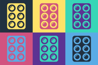 Pop Art Watercolor renk arkaplanına izole edilmiş kutu simgesini boyar. Vektör İllüstrasyonu