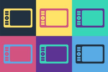 Pop Art Grafik Tableti simgesi renk arkaplanında izole edildi. Vektör İllüstrasyonu
