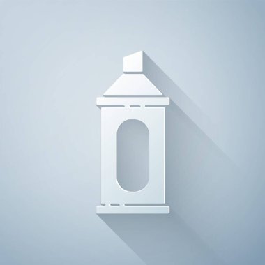 Kağıt kesiği İşaretleyici simgesi gri arkaplanda izole edildi. Kağıt sanatı tarzı. Vektör İllüstrasyonu