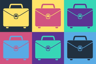 Pop Art Evrak Çantası simgesi renk arkaplanında izole edildi. İş ilanı. İş portföyü. Vektör İllüstrasyonu