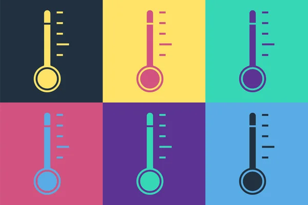 Arte Pop Meteorología Termómetro Icono Medición Aislado Fondo Color Equipo — Vector de stock