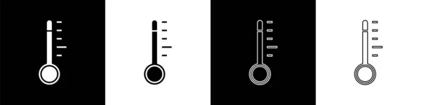 Set Termómetro Meteorología Icono Medición Aislado Sobre Fondo Blanco Negro — Archivo Imágenes Vectoriales