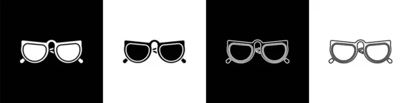 Set Icono Gafas Aislado Sobre Fondo Blanco Negro Símbolo Marco — Archivo Imágenes Vectoriales
