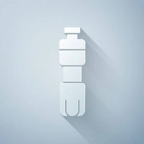 Papierschnitt Wasserflasche Isoliert Auf Grauem Hintergrund Soda Aqua Drink Zeichen — Stockvektor