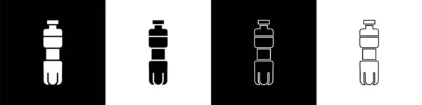 Set Flasche Wasser Symbol Isoliert Auf Schwarzem Und Weißem Hintergrund — Stockvektor
