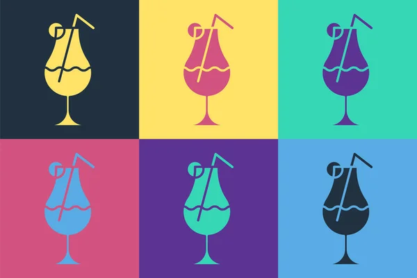 Pop Art Icona Cocktail Bevande Alcoliche Isolata Sfondo Colori Illustrazione — Vettoriale Stock