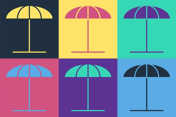 Pop Art Parasol Ochronny Sun Ikony Plaży Izolowane Tle Koloru — Wektor stockowy