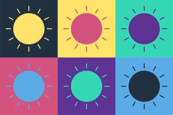 Pop art Sun icon isolated on color background. Summer symbol. Good sunny day. Vector Illustration