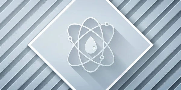 Kağıt Kesiği Atom Simgesi Gri Arkaplanda Izole Edildi Bilimin Eğitimin — Stok Vektör
