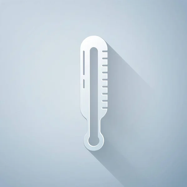 Papiergeschnittenes Meteorologie Thermometer Messsymbol Isoliert Auf Grauem Hintergrund Thermometer Die — Stockvektor