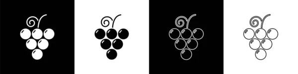 Set Icono Fruta Uva Aislado Sobre Fondo Blanco Negro Ilustración — Vector de stock