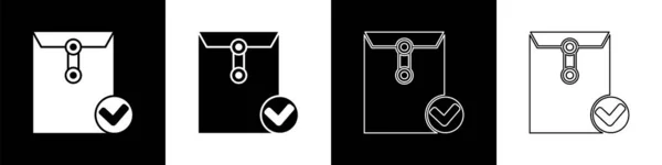 Установите Флажок Envelope Отметьте Значок Выделенный Черно Белом Фоне Успешная — стоковый вектор