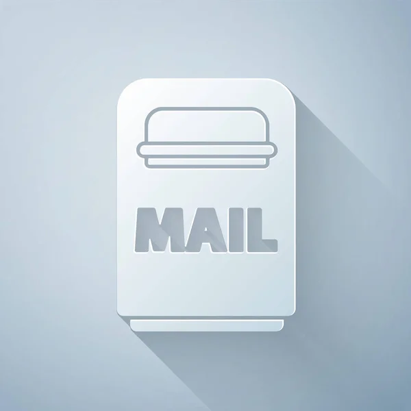 Иконка Почтового Ящика Вырезана Сером Фоне Значок Почтового Ящика Почтовый — стоковый вектор