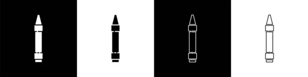 Набор Восковых Карандашей Рисования Иконки Выделенной Черно Белом Фоне Векторная — стоковый вектор