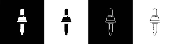 Establecer Icono Pipeta Aislado Sobre Fondo Blanco Negro Elemento Médico — Vector de stock