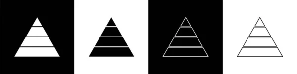 Defina Ícone Infográficos Gráfico Pirâmide Empresarial Isolado Fundo Preto Branco — Vetor de Stock