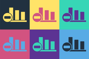 Pop Art Pie grafiği bilgi simgesi renk arkaplanında izole edildi. Diyagram çizelgesi. Vektör İllüstrasyonu