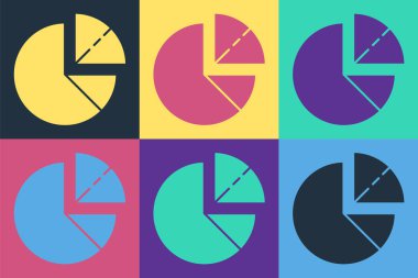 Pop Art Pie grafiği bilgi simgesi renk arkaplanında izole edildi. Diyagram çizelgesi. Vektör İllüstrasyonu