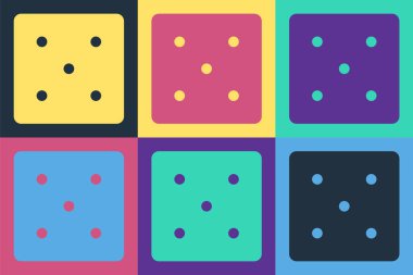 Pop Art Game zar simgesi renk arkaplanında izole edildi. Kumarhane kumarı. Vektör İllüstrasyonu