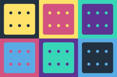 Pop Art Game zar simgesi renk arkaplanında izole edildi. Kumarhane kumarı. Vektör İllüstrasyonu